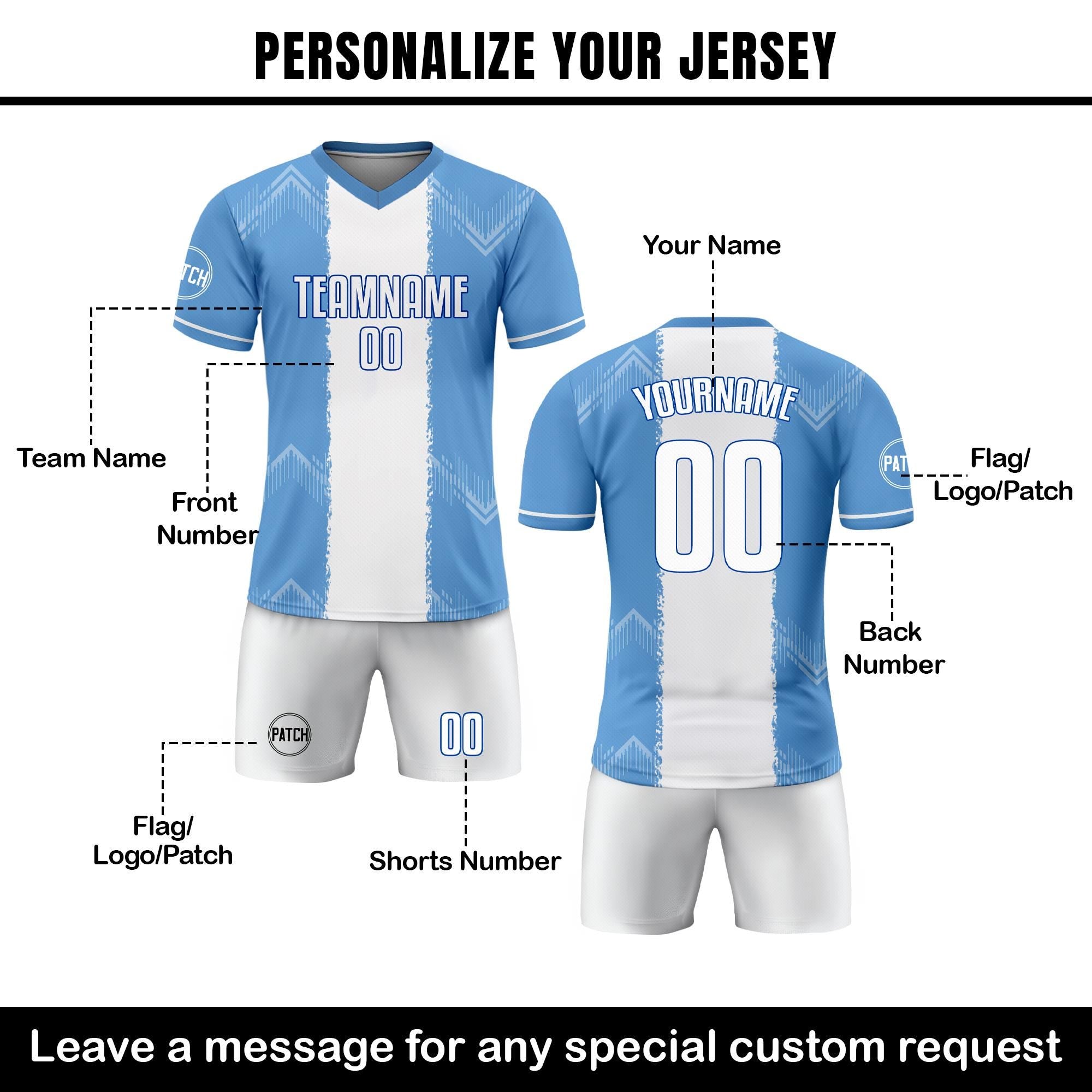 Custom Argentina Soccer Jersey for Men Women Youth Kid Shirt for Fans Player, Personalized Name Number Logo, National Soccer Jersey Kid