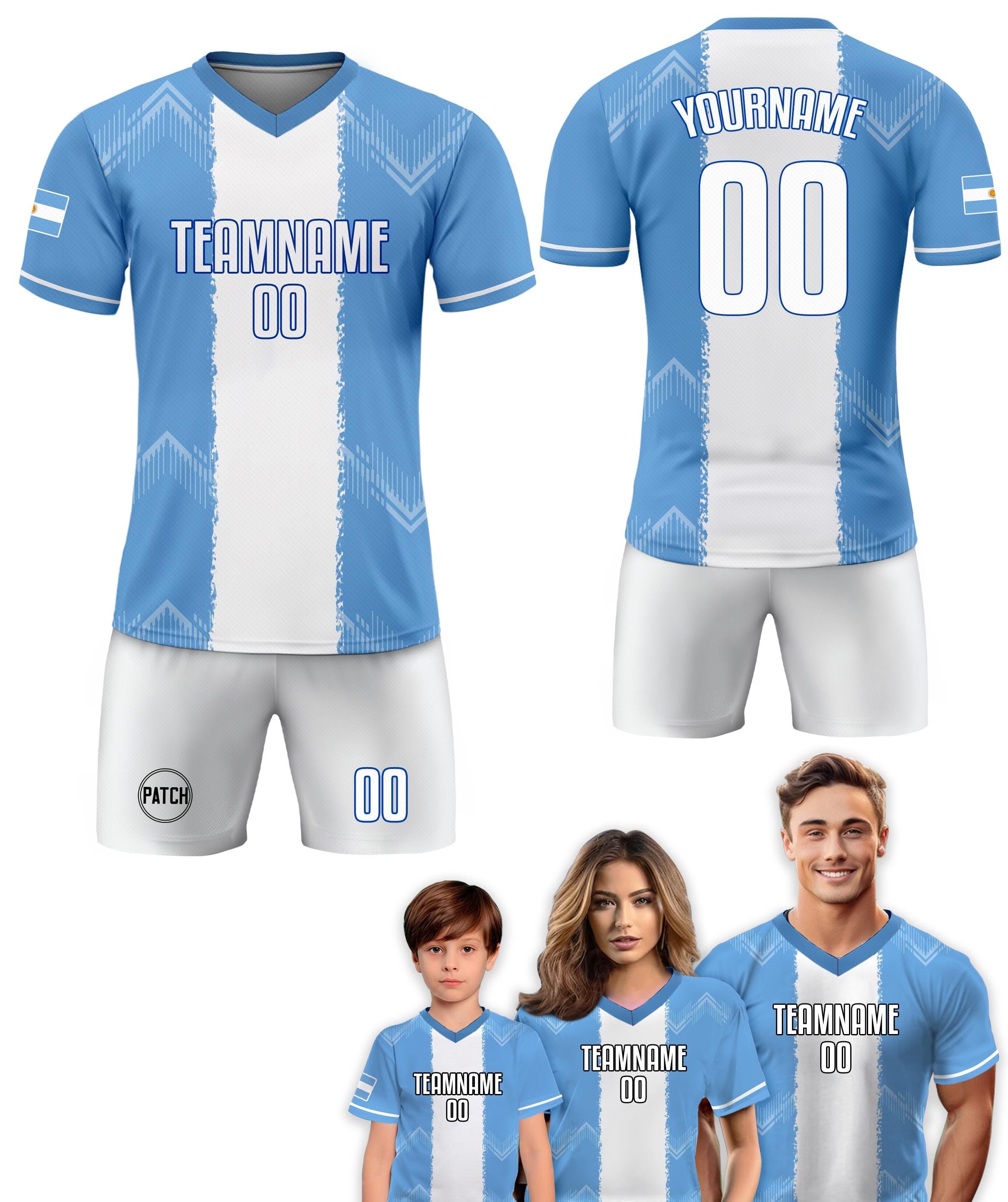 Custom Argentina Soccer Jersey for Men Women Youth Kid Shirt for Fans Player, Personalized Name Number Logo, National Soccer Jersey Kid