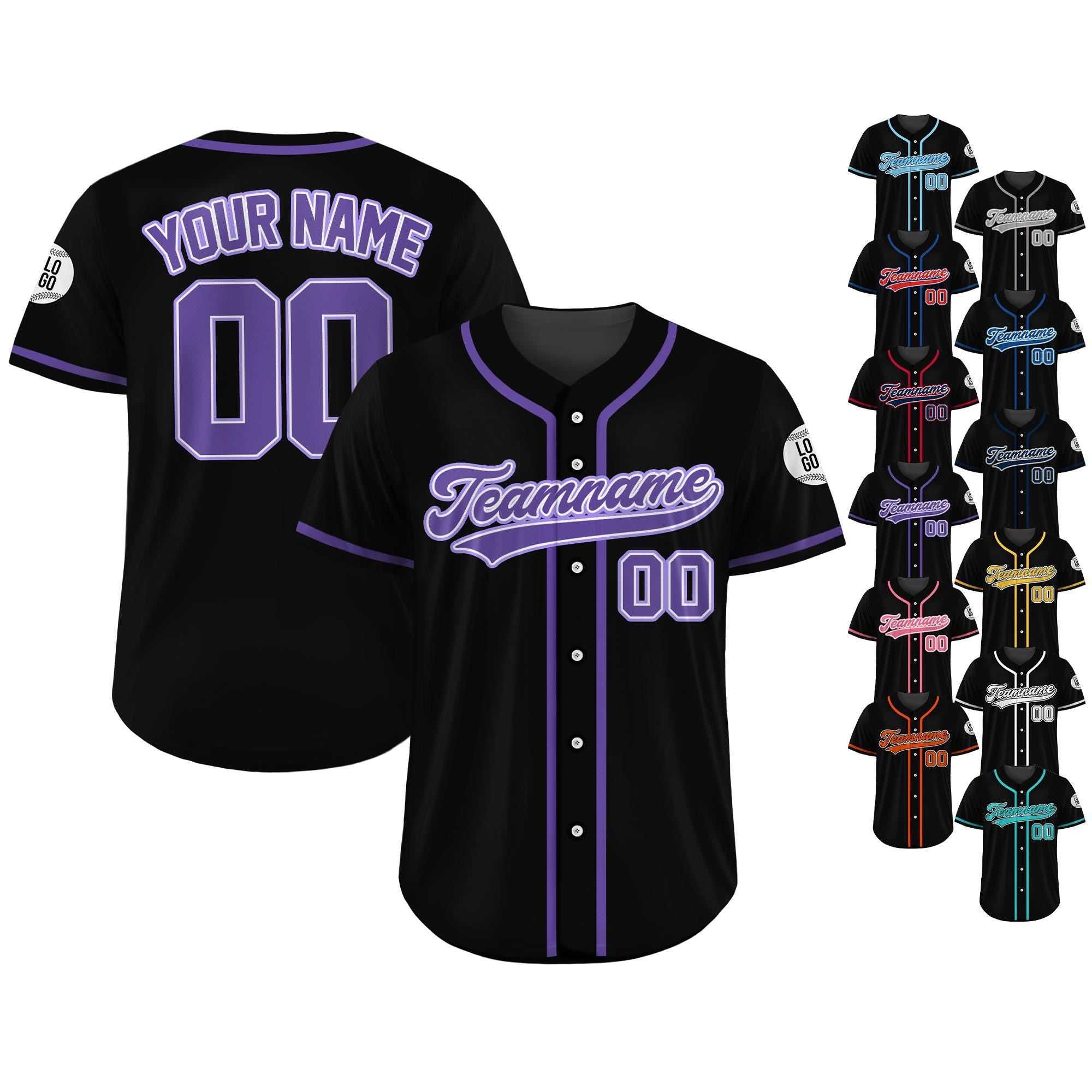 Custom Baseball Jersey, Custom Team Name Number, Personalized Baseball Jersey For Adult Kid, Black Purple Jersey Uniform For Baseball Lovers