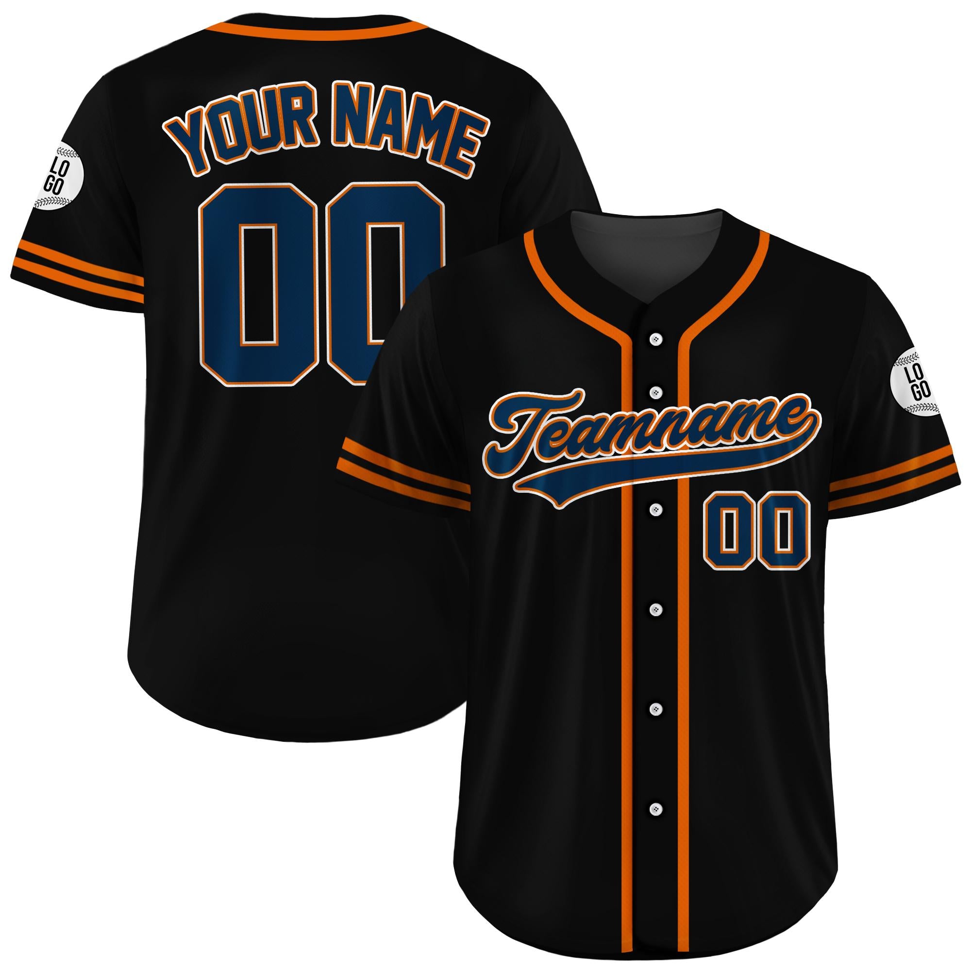 Custom Baseball Jersey Shirt, Custom Team Name Number, Personalized Baseball Jersey For Adult Kid, Black Orange Navy Baseball Jersey Uniform