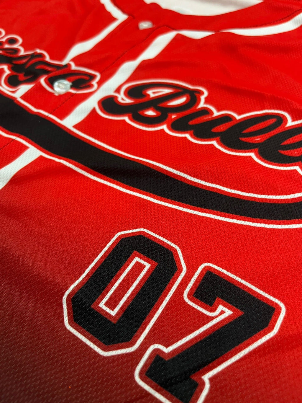 Printed Black Red Gradient Custom Baseball Jersey with Teamname Name Number, Jerseys Shirt for Men Women Youth Kid, Gifts for Baseball Fans