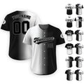 Personalized Team Name Number Logo Baseball Jersey, Custom Jersey for Men Women Youth Kid, Printed Black White Gradient Jersey Button Down