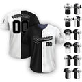 Personalized Team Name Number Logo Baseball Jersey, Custom Jersey for Men Women Youth Kid, Printed Black White Split Jersey Button Down