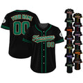 Custom Team Name Number Logo, Custom Baseball Jersey Shirt For Adult Kid, Personalized Baseball Jersey, Black Green Baseball Jersey Uniform