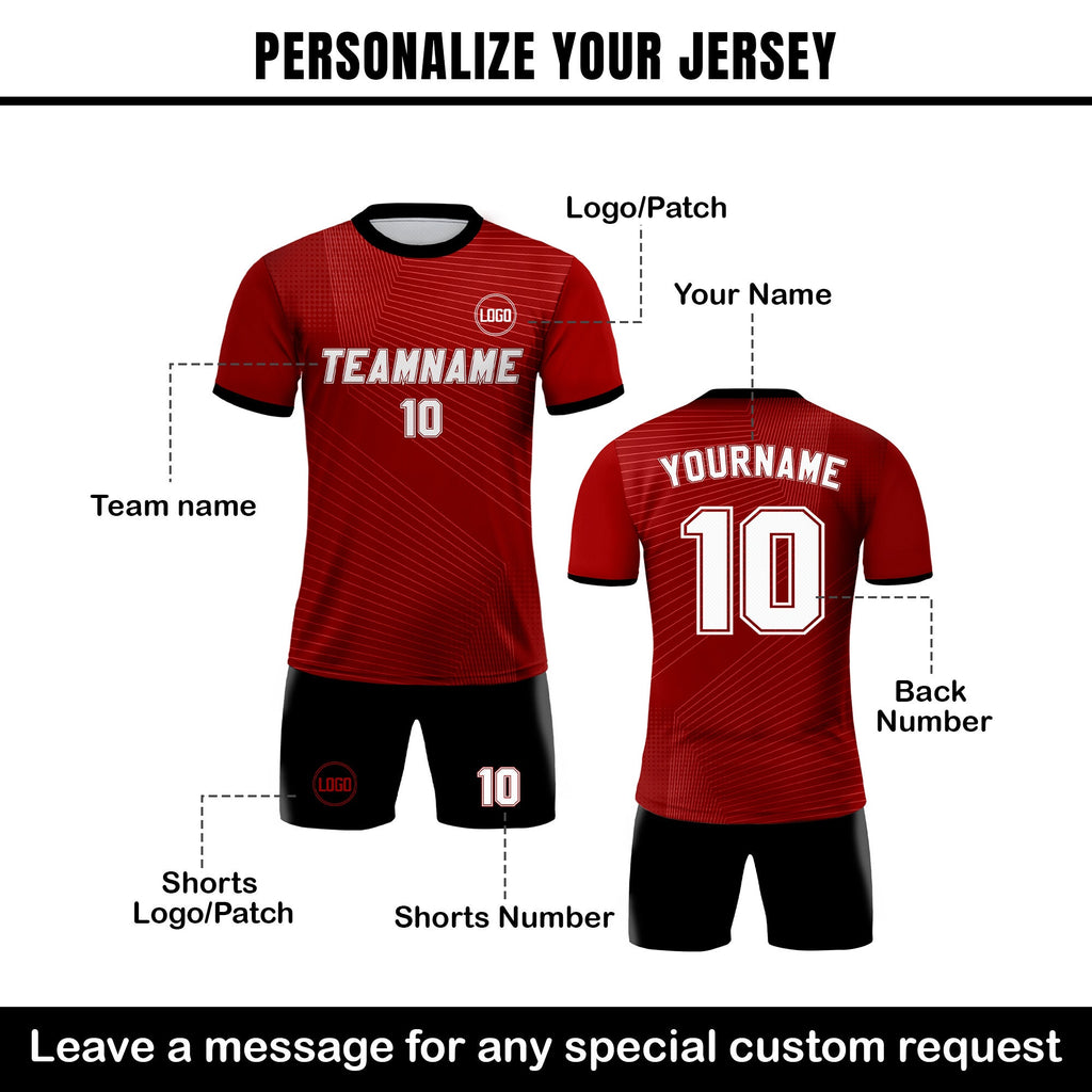 Custom Soccer Jersey for Men Women Youth Kid Team Uniform, Personalized Jersey with Team Name Number, Red Soccer Jersey Sublimation