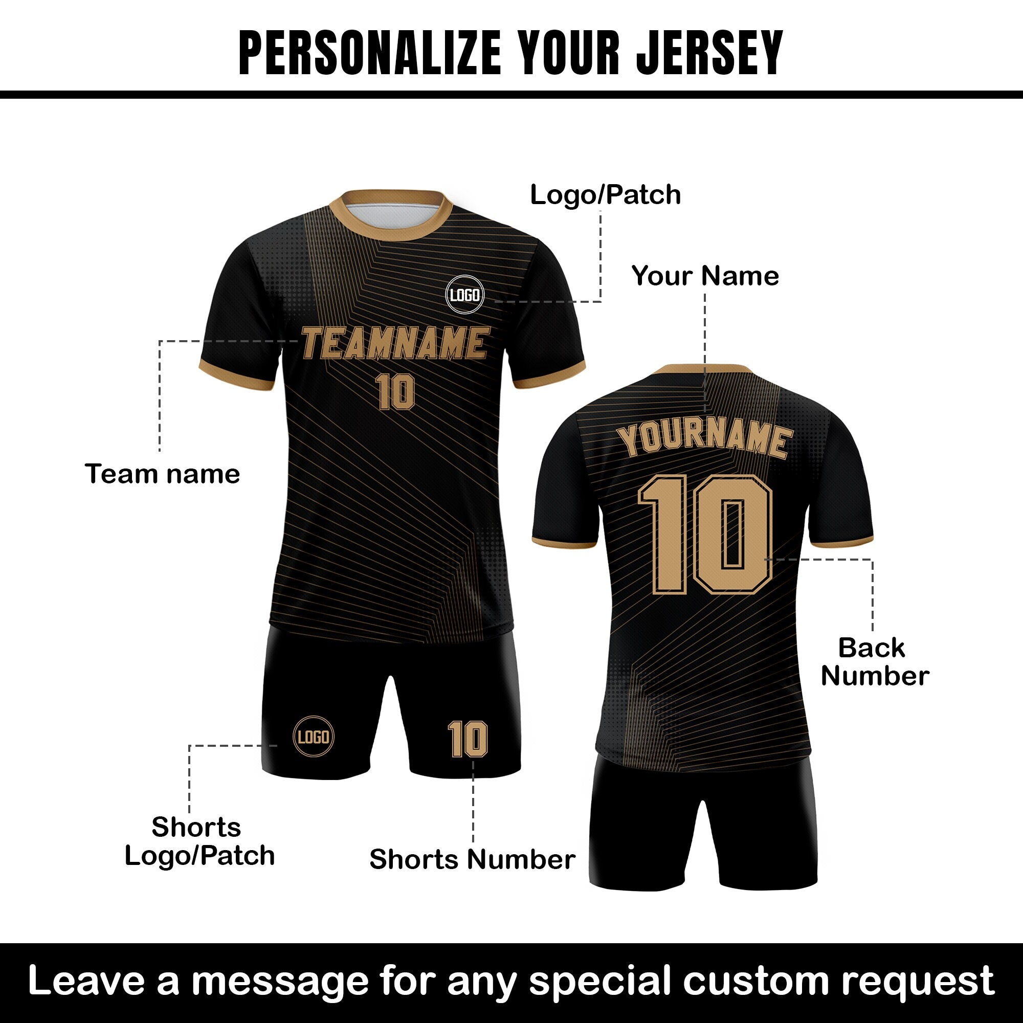 Personalized Jersey Soccer with Team Name Number, Custom Soccer Jersey for Men Women Youth Kid Team Uniform, Black Soccer Jersey Sublimation