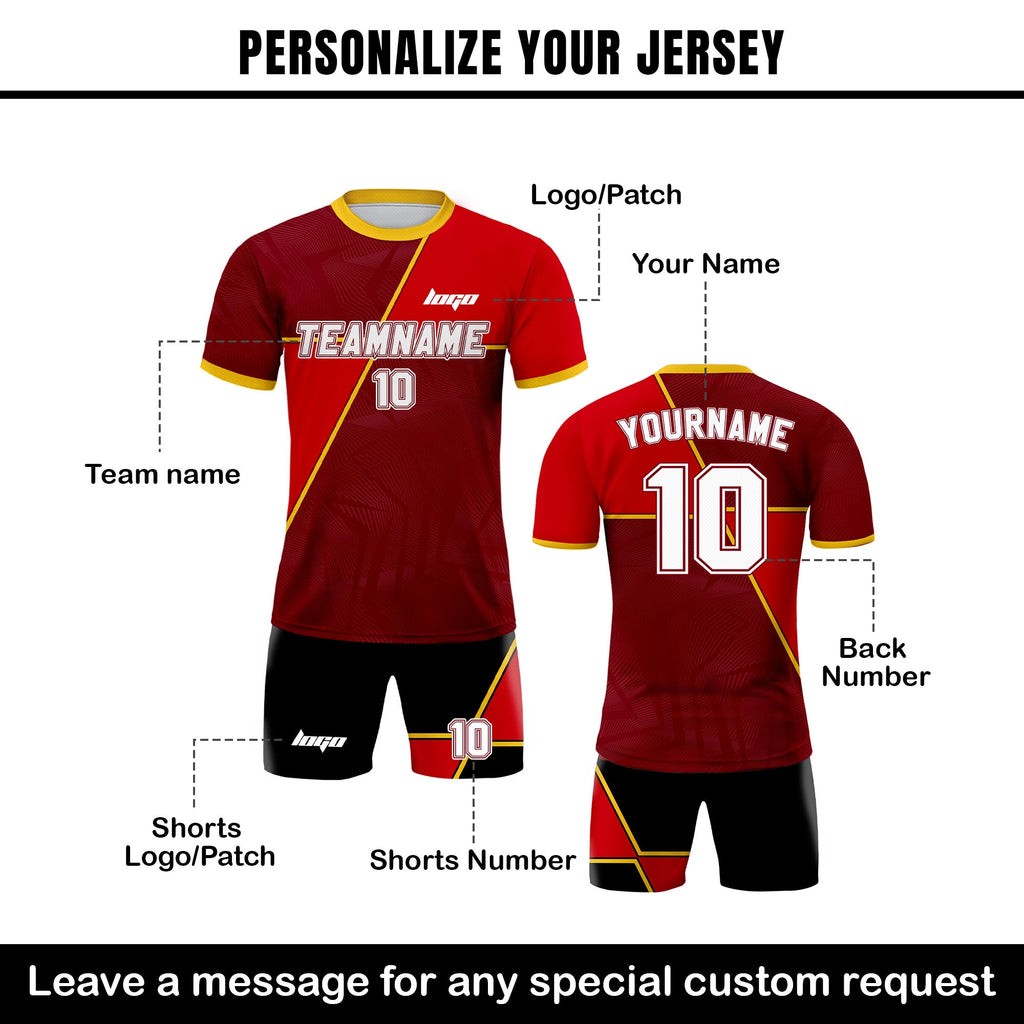 Personalized Jersey with Team Name Number, Custom Soccer Jersey for Adult Kid Team Uniform, Customized Soccer Jersey Sublimation Red