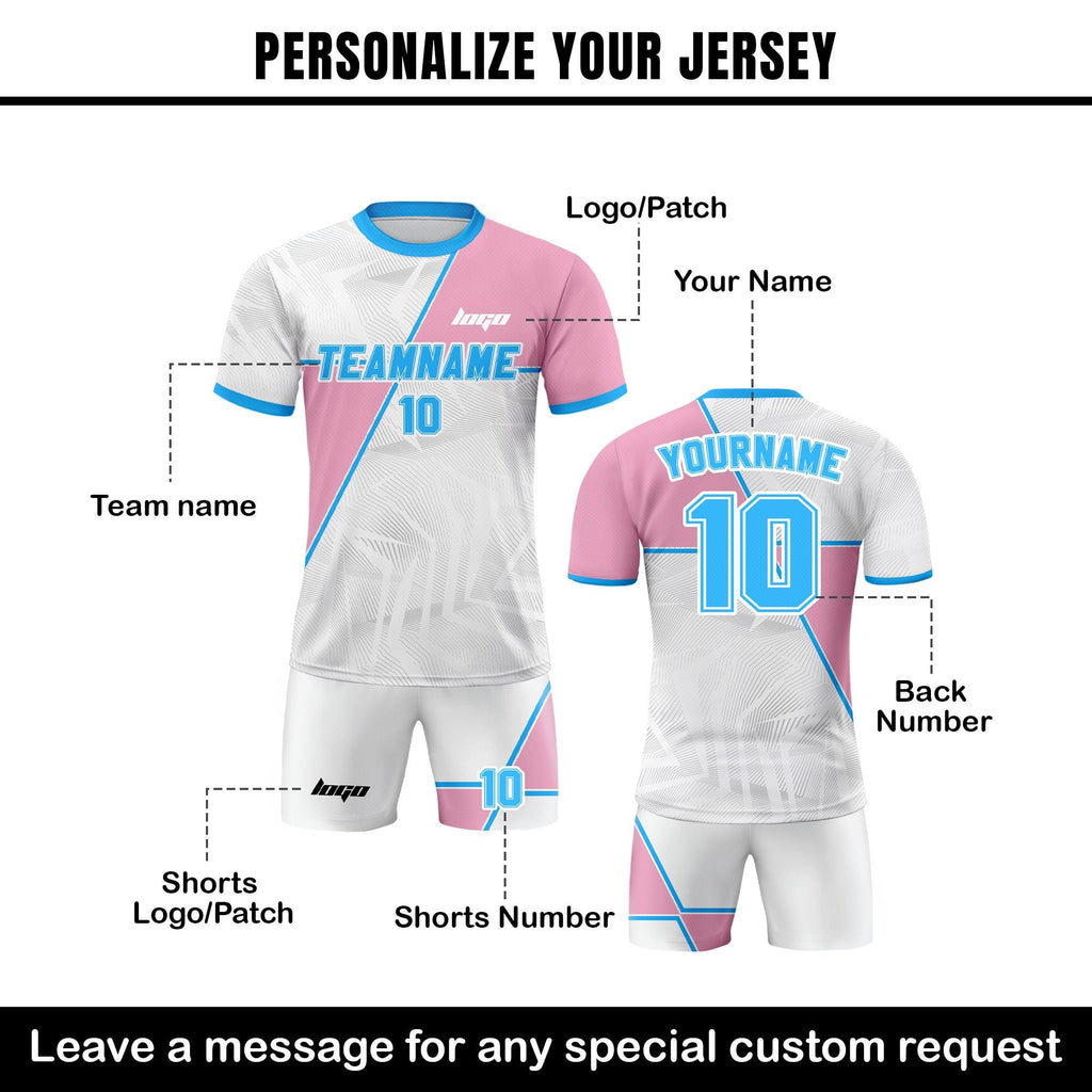 Personalized Jersey with Team Name Number, Custom Soccer Jersey for Adult Kid Team Uniform, Customized Soccer Jersey Sublimation Pink Blue