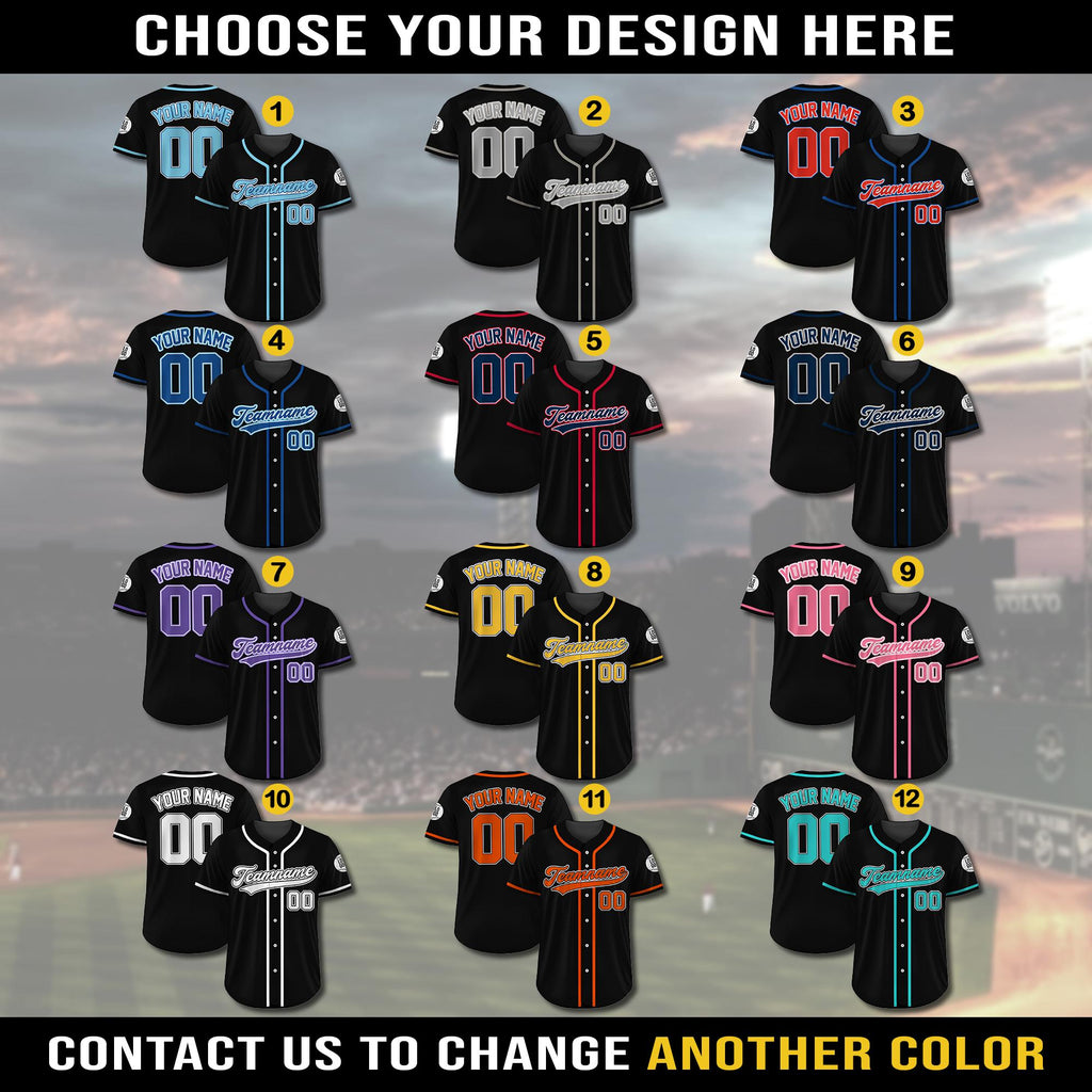 Custom Baseball Jersey Shirt, Custom Team Name Number, Personalized Baseball Jersey For Adult Kid, Black Red Navy Baseball Jersey Uniform