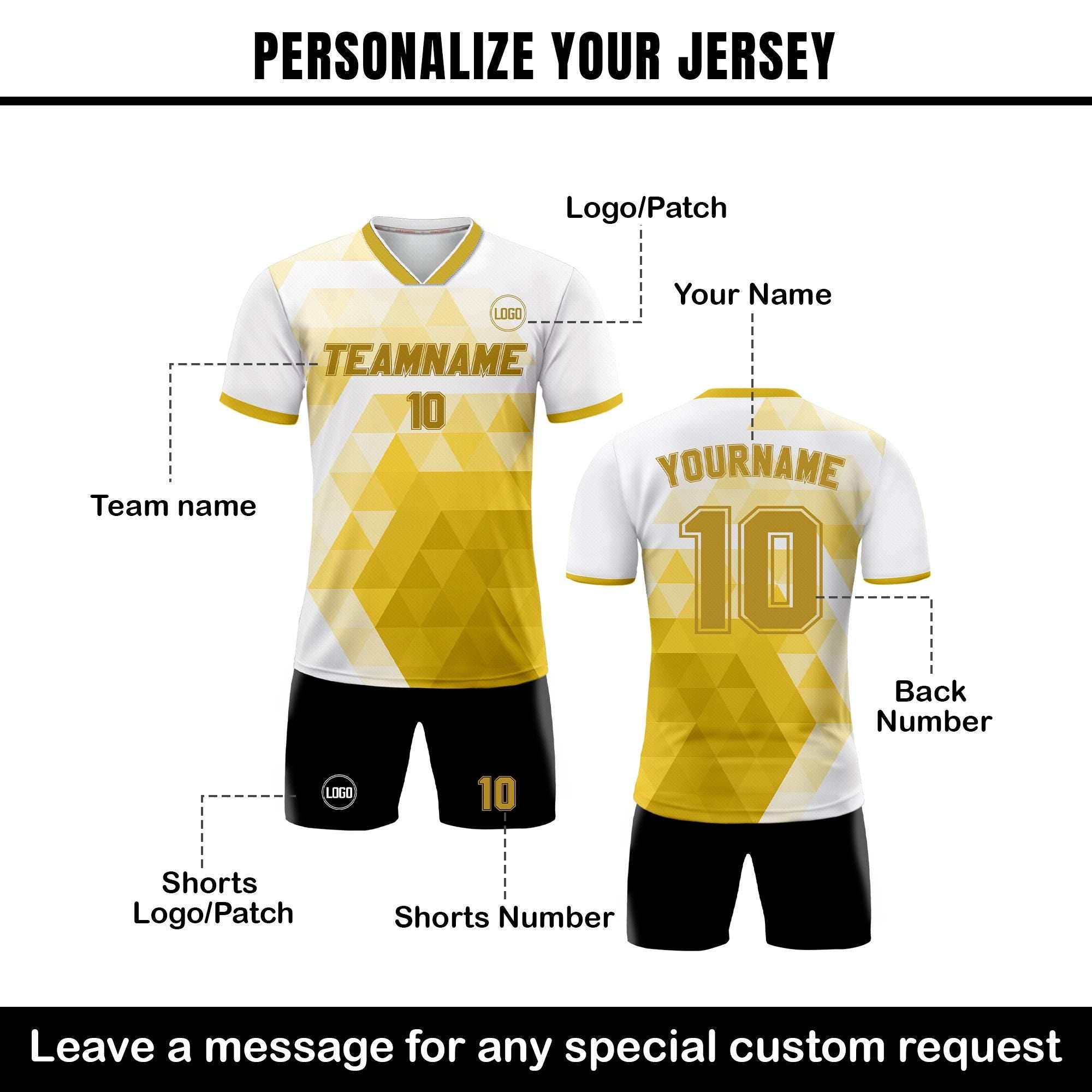 Custom Soccer Jersey for Adult Kid Team Uniform, Personalized Jersey with Team Name Number, Yellow Toddler Soccer Sublimation Jersey Kinder