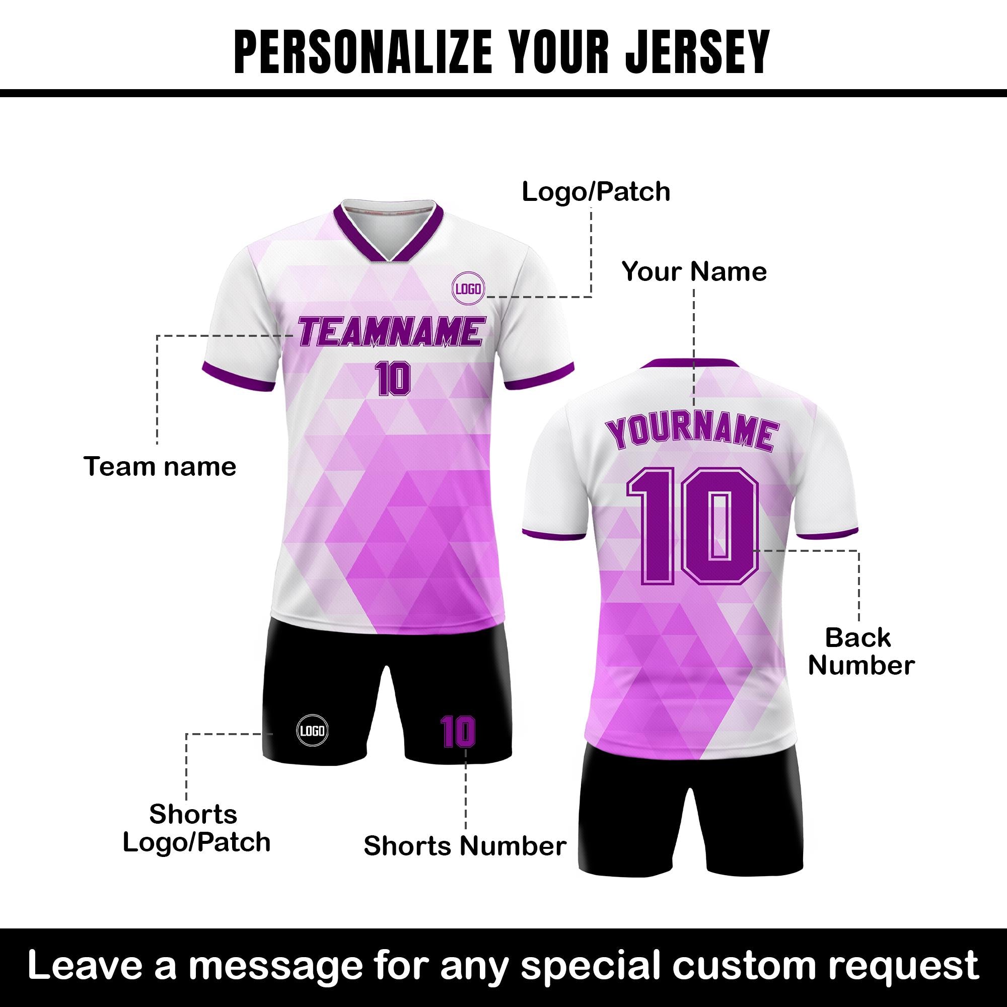 Custom Soccer Jersey for Adult Kid Team Uniform, Personalized Jersey with Team Name Number, Purple Toddler Soccer Sublimation Jersey Kinder