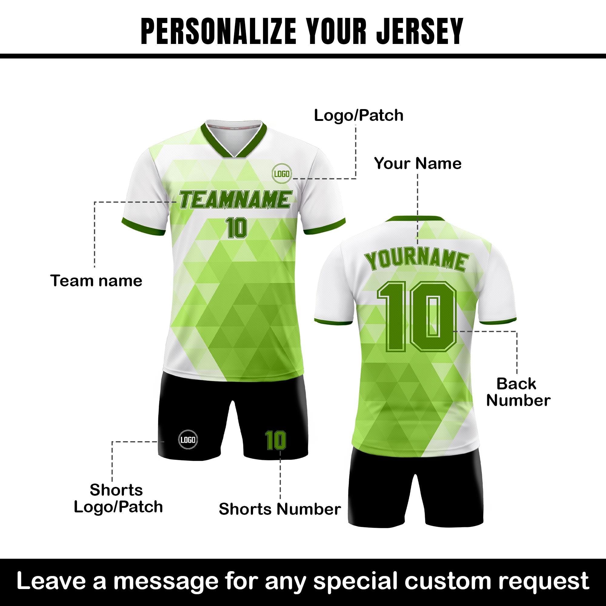 Custom Soccer Jersey for Adult Kid Team Uniform, Personalized Jersey with Team Name Number, Green Toddler Soccer Sublimation Jersey Kinder