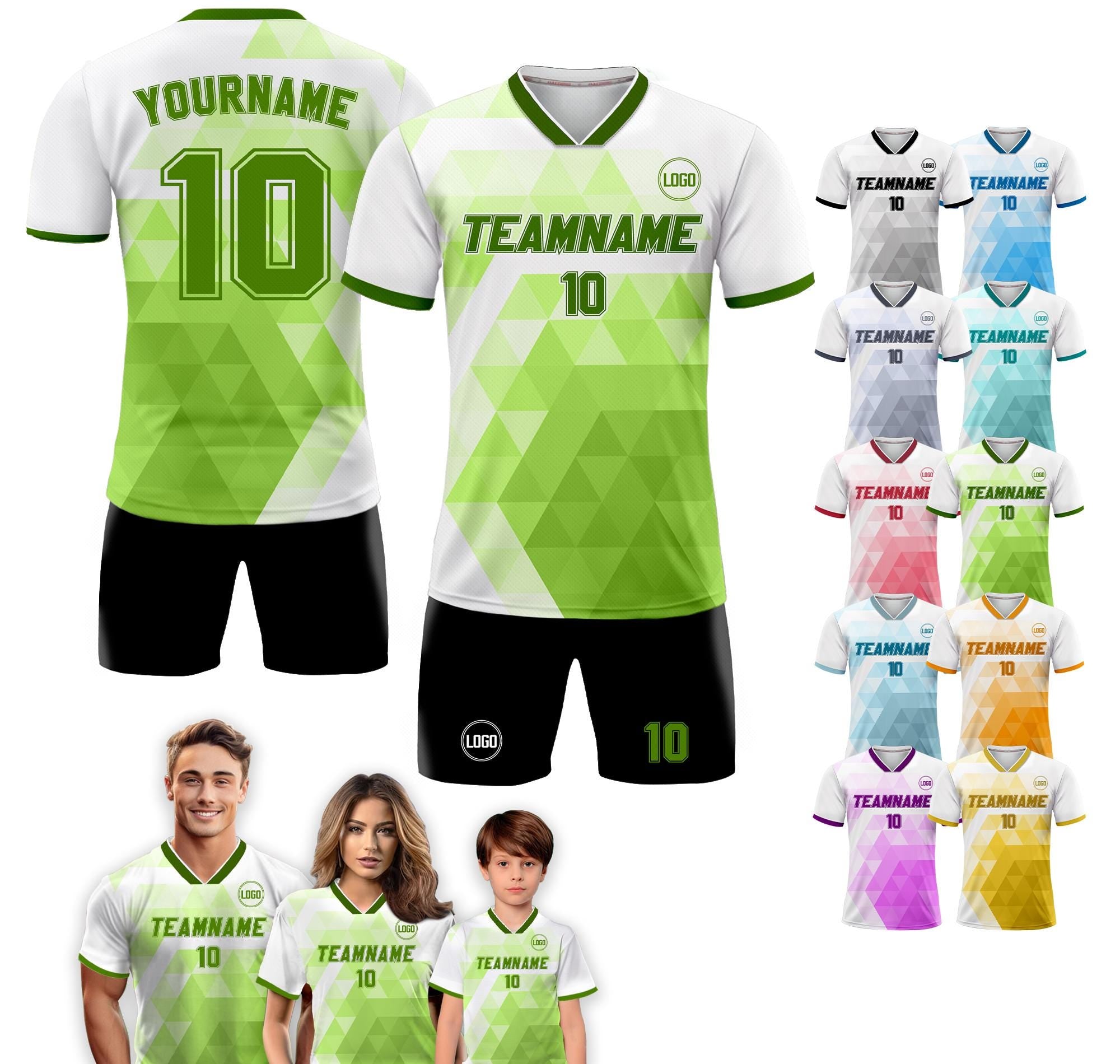 Custom Soccer Jersey for Adult Kid Team Uniform, Personalized Jersey with Team Name Number, Green Toddler Soccer Sublimation Jersey Kinder