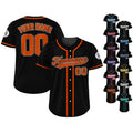 Custom Baseball Jersey, Custom Team Name Number, Personalized Baseball Jersey For Adult Kid, Black Jersey Orange Uniform For Baseball Lovers