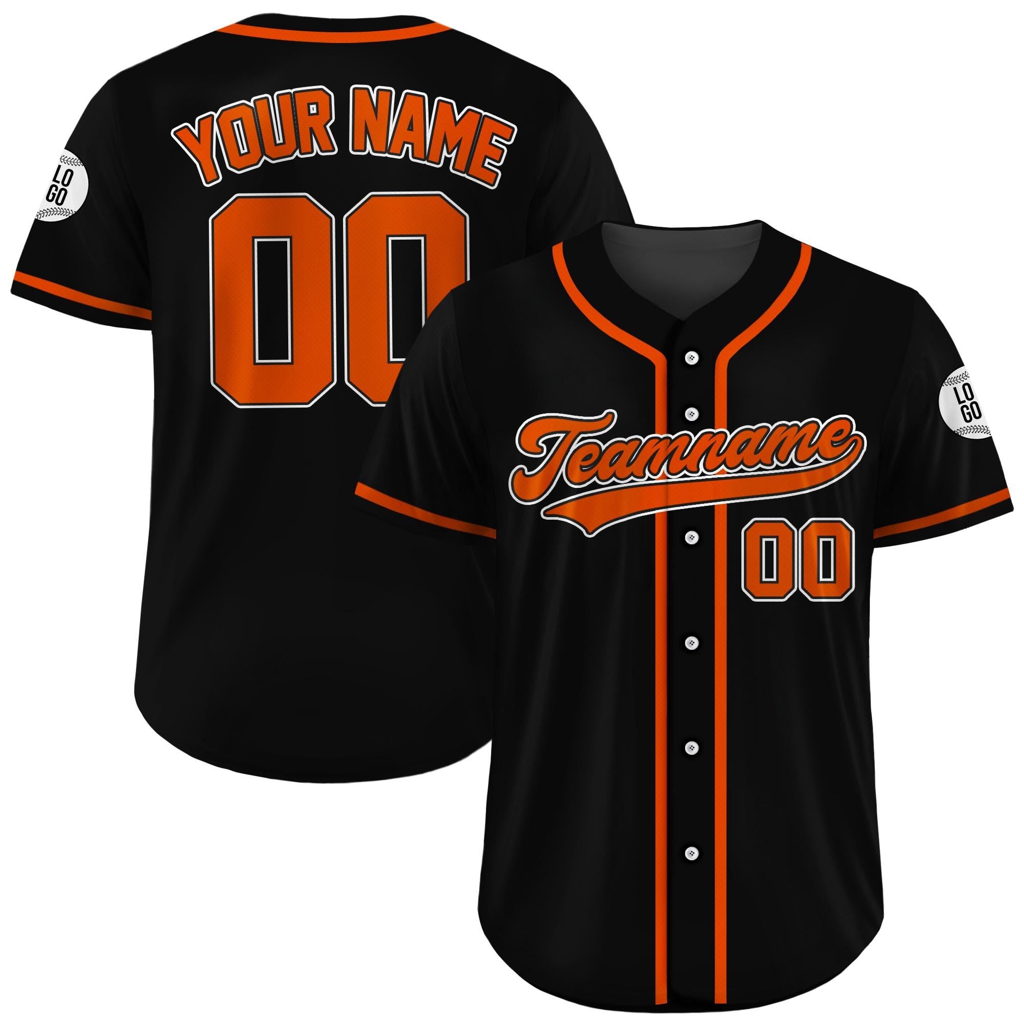Custom Baseball Jersey, Custom Team Name Number, Personalized Baseball Jersey For Adult Kid, Black Jersey Orange Uniform For Baseball Lovers