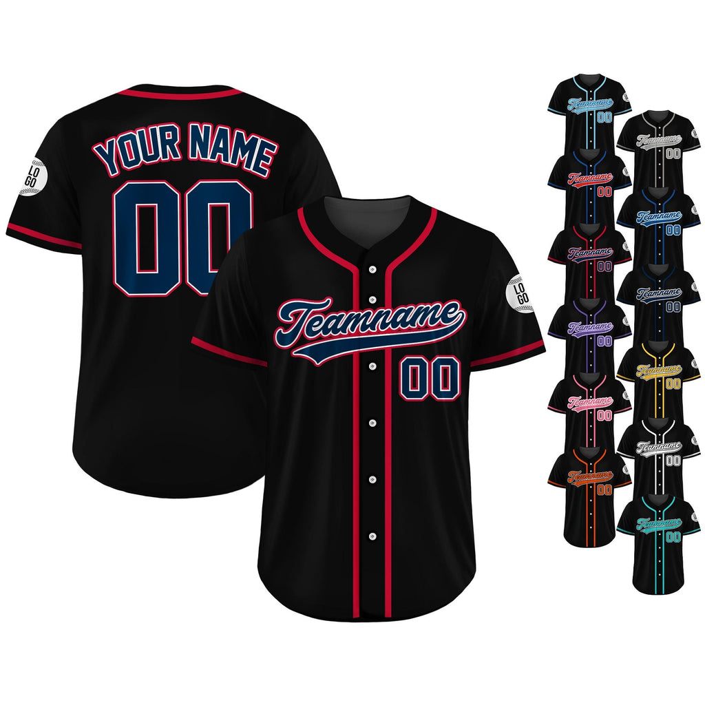 Custom Baseball Jersey Shirt, Custom Team Name Number, Personalized Baseball Jersey For Adult Kid, Black Red Navy Baseball Jersey Uniform