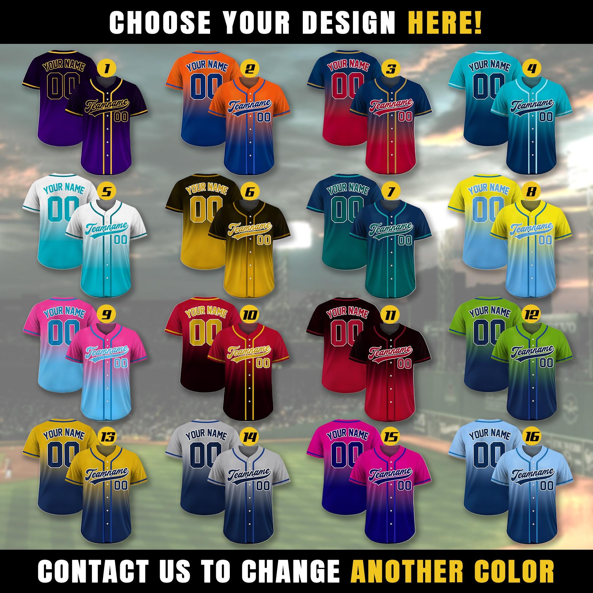 Custom Baseball Jersey Gradient with Teamname Name Number Logo, Personalized Jersey Shirt for Adult Kid, Gift for Baseball Fans Navy Green
