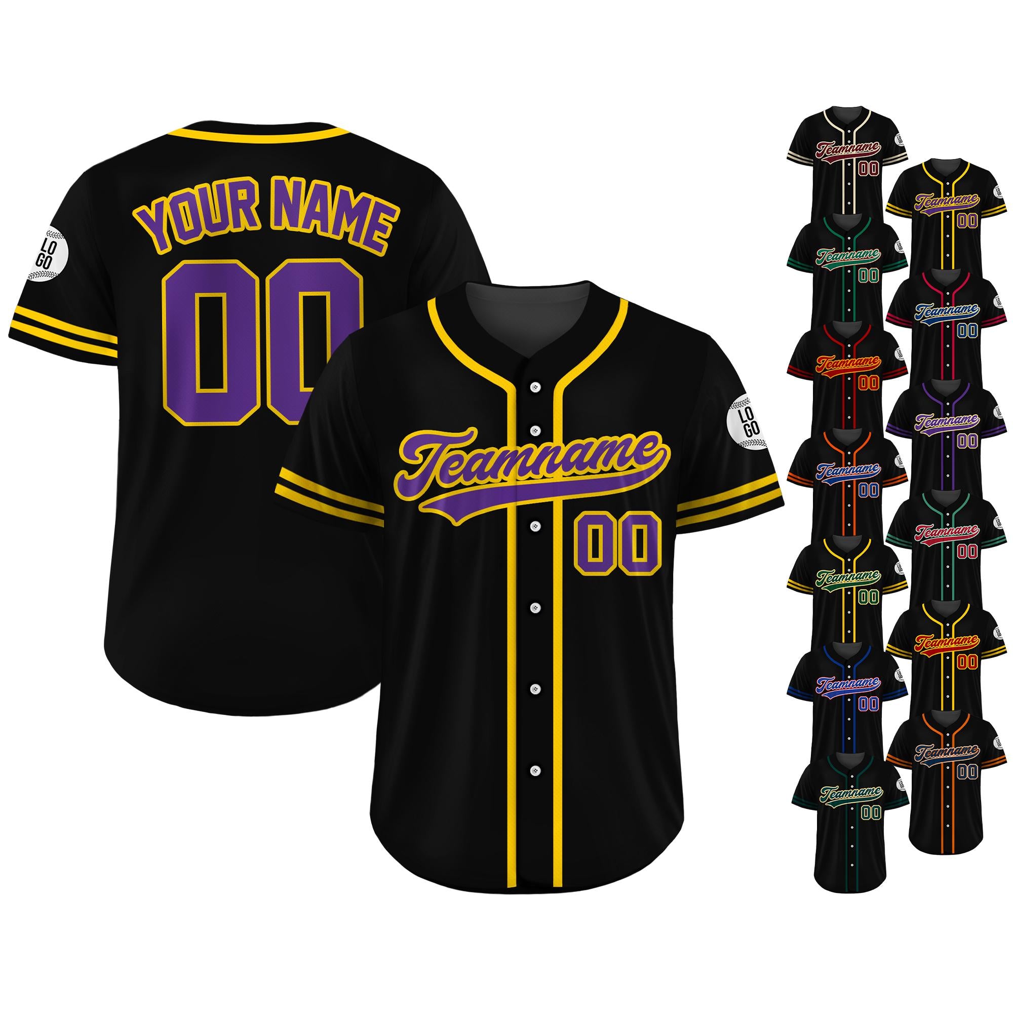 Custom Baseball Jersey Shirt, Custom Team Name Number, Personalized Baseball Jersey For Adult Kid, Black Purple Baseball Jersey Uniform