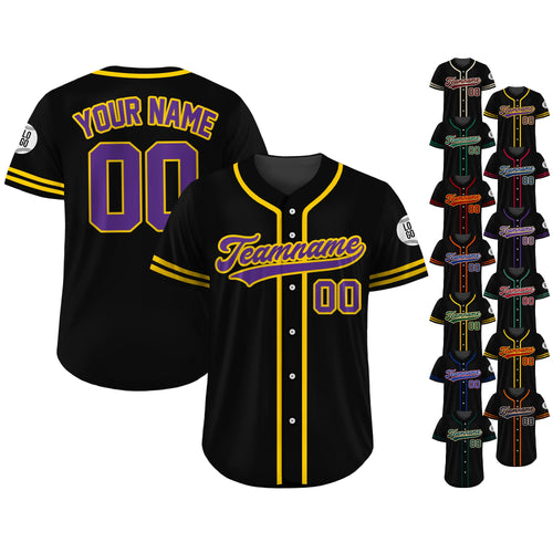Custom Baseball Jersey Shirt, Custom Team Name Number, Personalized Baseball Jersey For Adult Kid, Black Purple Baseball Jersey Uniform