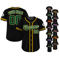 Custom Team Name Number Custom Baseball Jersey Shirt, Personalized Baseball Jersey For Adult Kid, Black Yellow Green Baseball Jersey Uniform