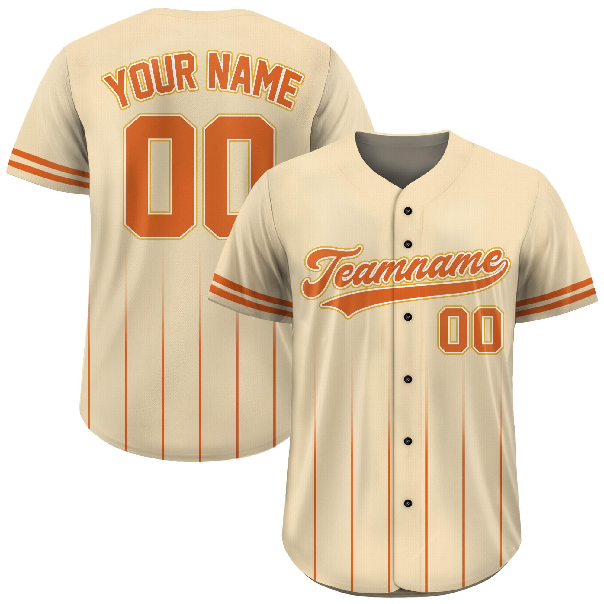 Custom Baseball Jersey with Team Name Number, Jersey Shirt for Men Women Youth Kid, Gifts for Baseball Fans Gradient Pinstripe Sand Orange