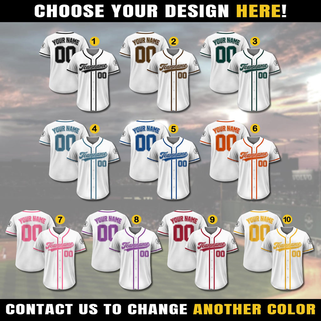 Custom Baseball Jersey, Custom Team Name Number Logo Jersey Shirt, Personalized Baseball Jersey For Adult Kid, White Baseball Jersey Uniform