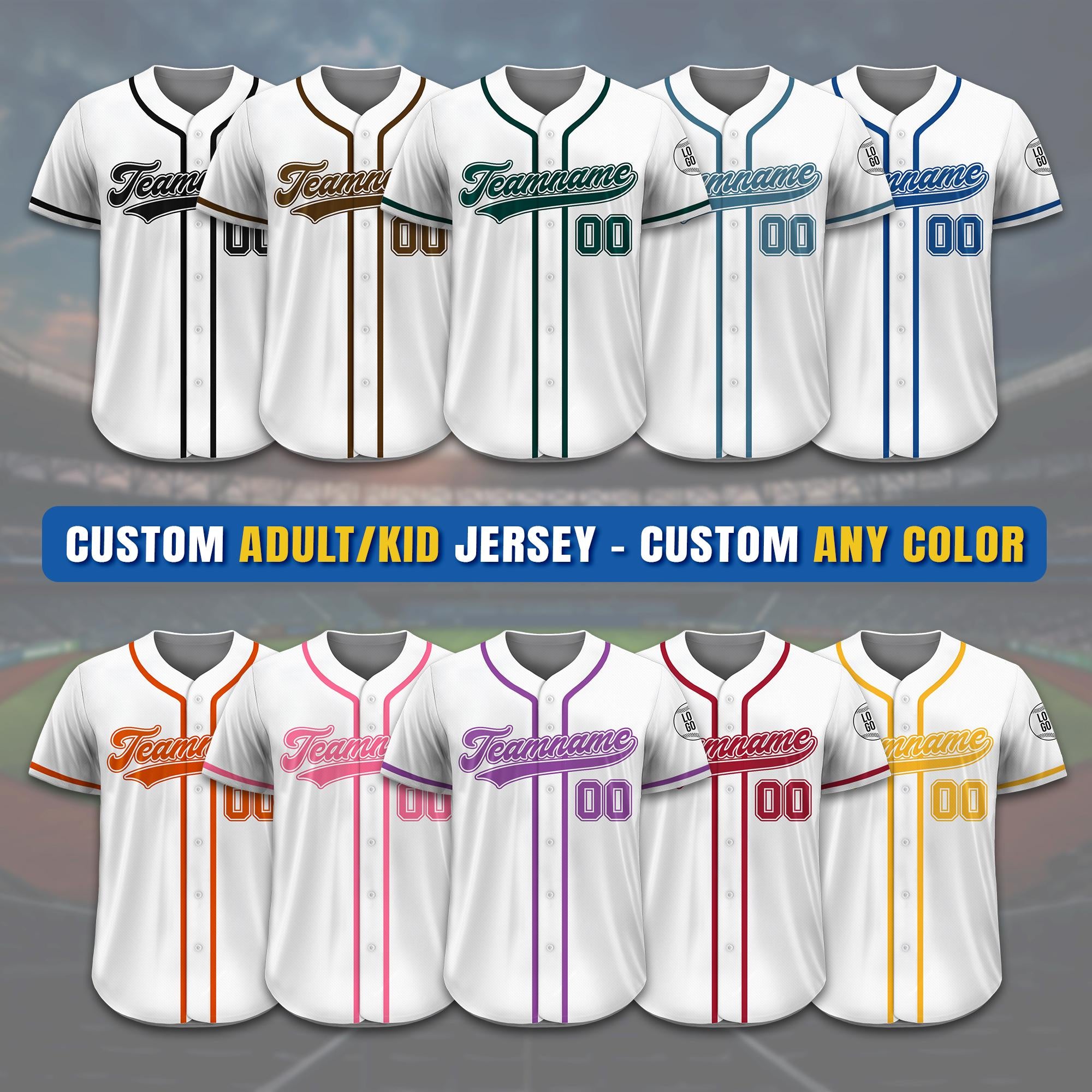 Custom Baseball Jersey, Custom Team Name Number Logo Jersey Shirt, Personalized Baseball Jersey For Adult Kid, White Baseball Jersey Uniform