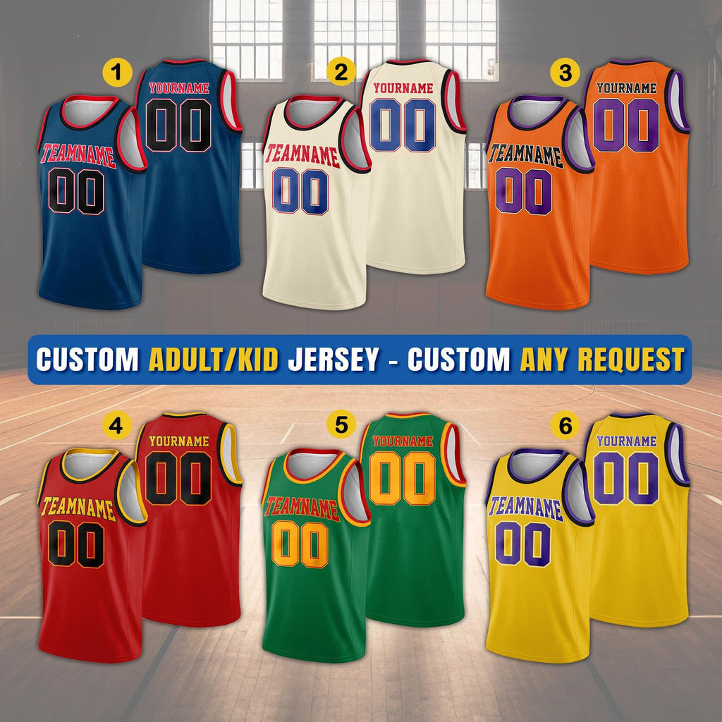 Personalized Basketball Jersey Custom Team Name & Number, Basketball Jersey For Adult Kid, Gift For Basketball Fans Basketball Top