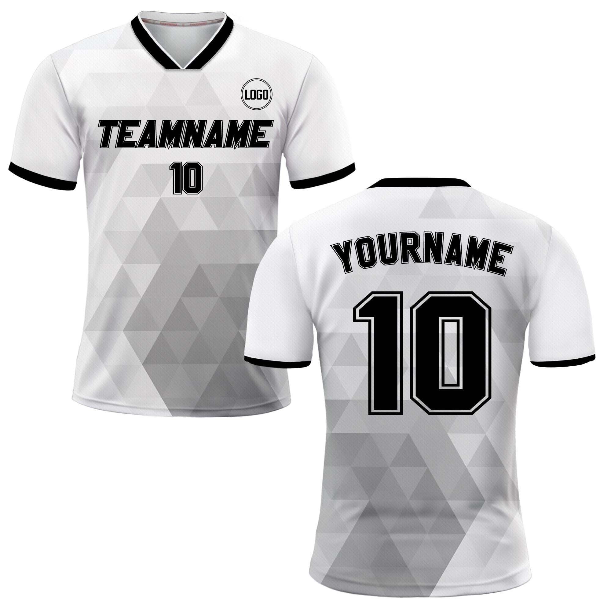 Custom Soccer Jersey for Adult Kid Team Uniform, Personalized Jersey with Team Name Number Logo, Black and White Soccer Sublimation Jersey