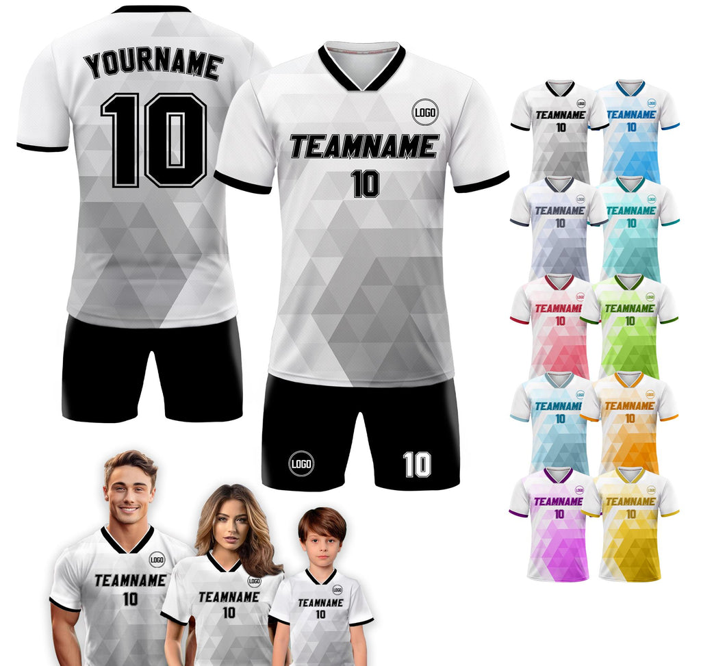 Custom Soccer Jersey for Adult Kid Team Uniform, Personalized Jersey with Team Name Number Logo, Black and White Soccer Sublimation Jersey