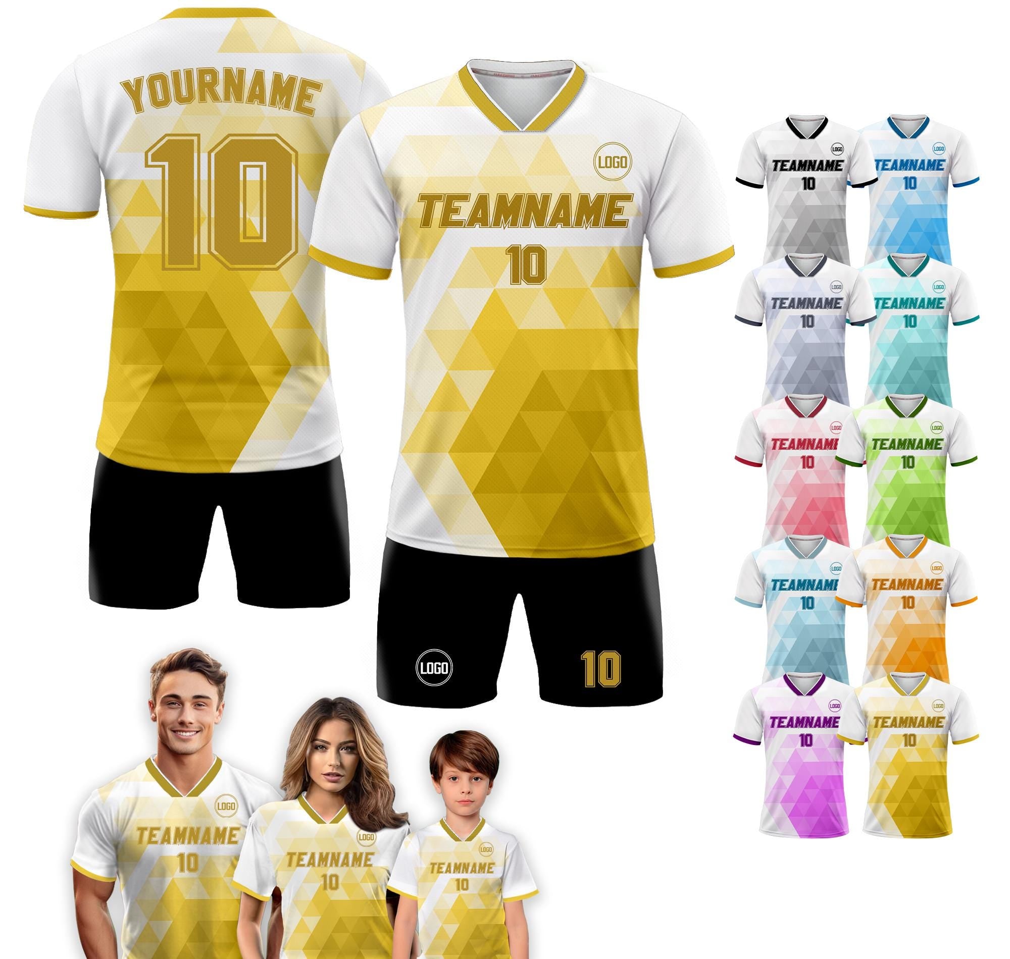 Custom Soccer Jersey for Adult Kid Team Uniform, Personalized Jersey with Team Name Number, Yellow Toddler Soccer Sublimation Jersey Kinder