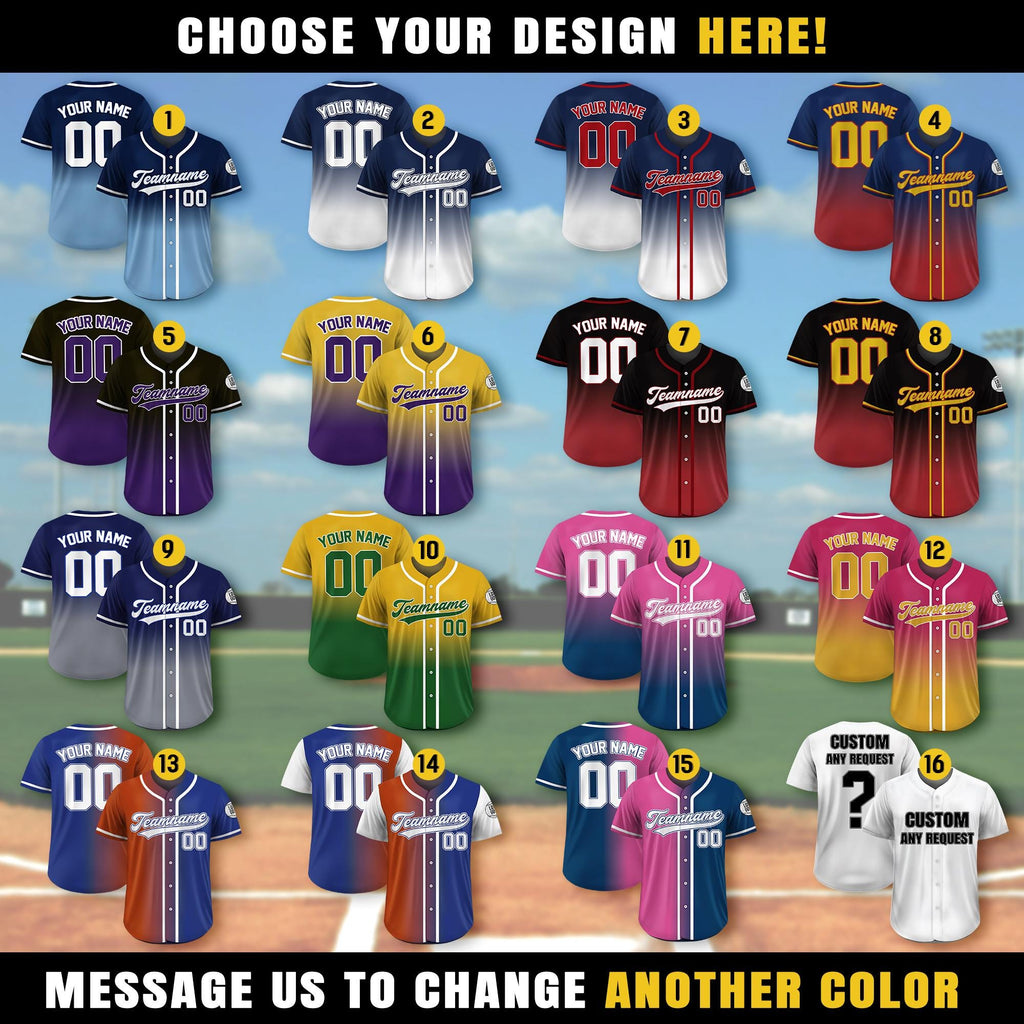Personalized Team Name Number Baseball Jersey For Adult Kid Gradient, Custom Name Baseball Team Jersey Uniform For Baseball Fans Lovers