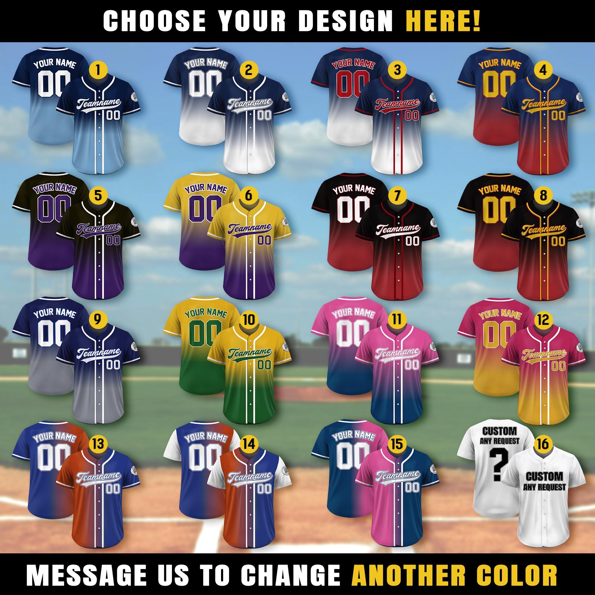 Personalized Team Name Number Baseball Jersey For Adult Kid Gradient, Custom Name Baseball Team Jersey Uniform For Baseball Fans Lovers