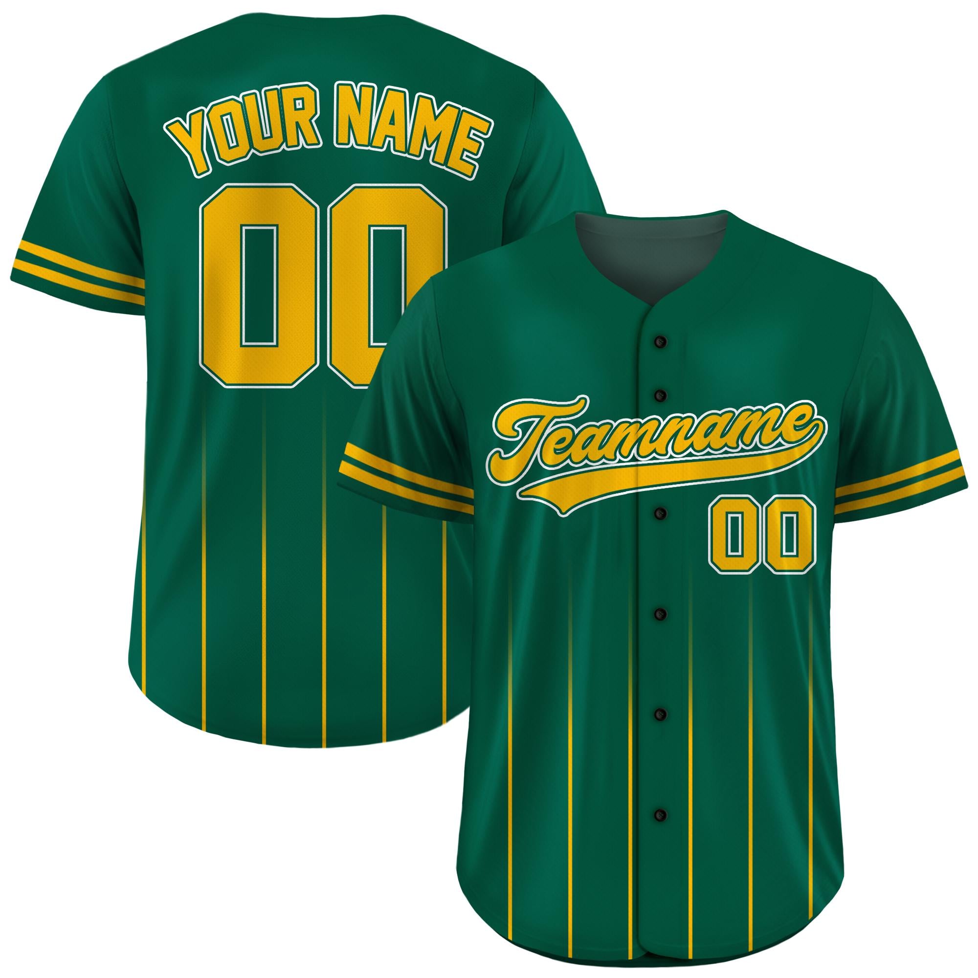Custom Baseball Jersey with Team Name Number, Jersey Shirt for Men Women Youth Kid, Gifts for Baseball Fans Gradient Pinstripe Green Yellow