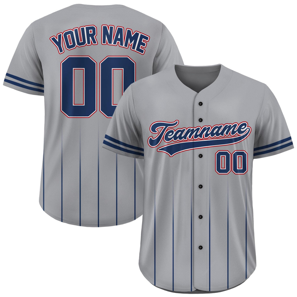 Custom Baseball Jersey with Team Name Number, Jersey Shirt for Men Women Youth Kid, Gifts for Baseball Fans Gradient Pinstripe Gray and Navy