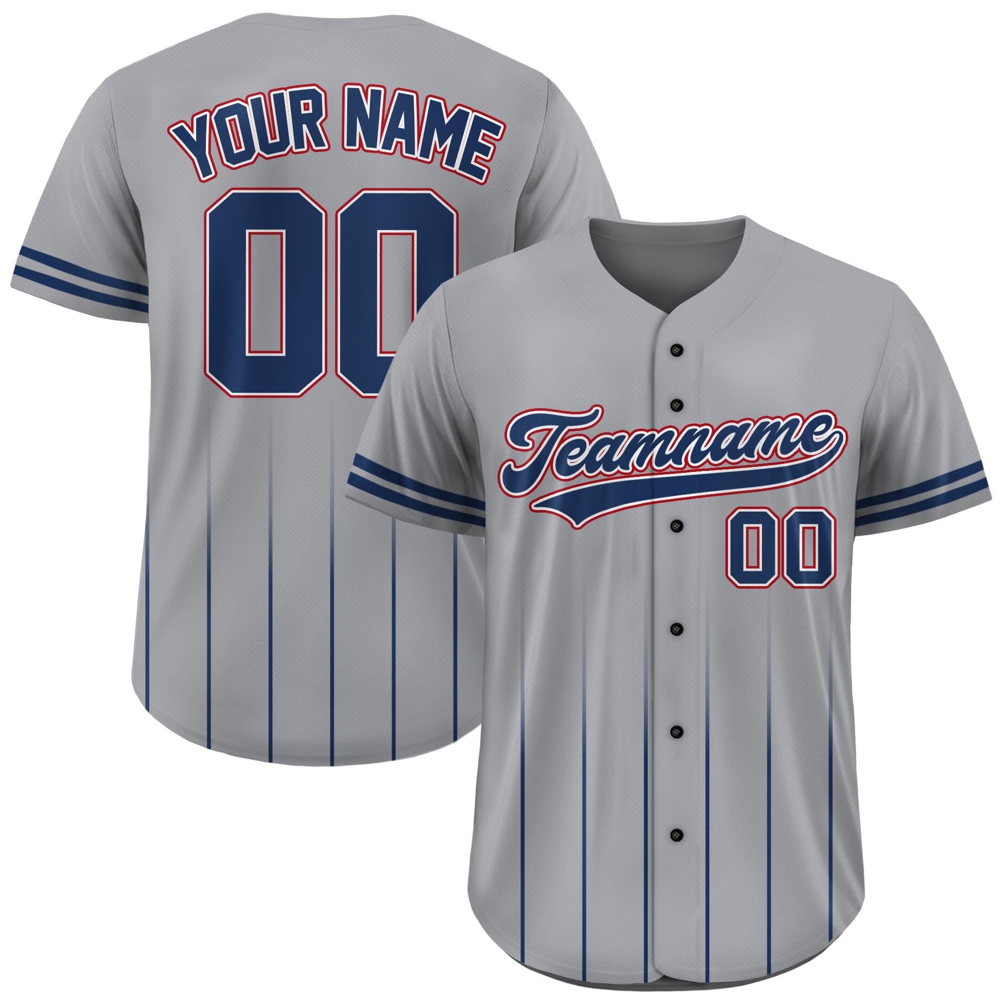 Custom Baseball Jersey with Team Name Number, Jersey Shirt for Men Women Youth Kid, Gifts for Baseball Fans Gradient Pinstripe Gray and Navy
