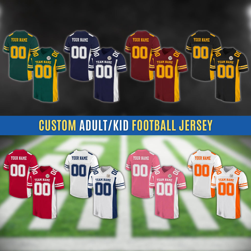 Custom Football Jersey for Adult Kid, Customized Team Name Number Football Team Jersey Shirt, Personalized College Football Team Fans Jersey