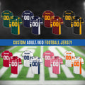 Custom Football Jersey for Adult Kid, Customized Team Name Number Football Team Jersey Shirt, Personalized College Football Team Fans Jersey