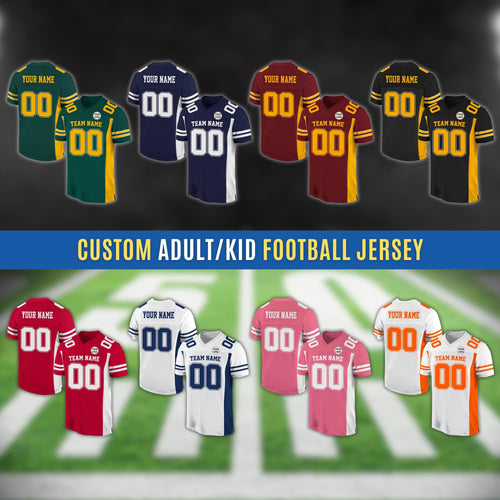 Custom Football Jersey for Adult Kid, Customized Team Name Number Football Team Jersey Shirt, Personalized College Football Team Fans Jersey