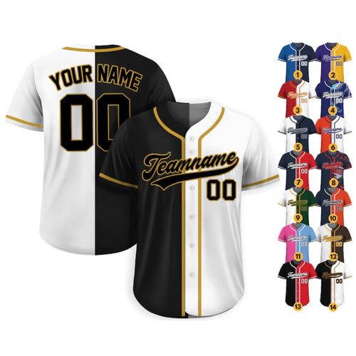 Custom Baseball Jersey with Teamname Name Number Jersey Shirt for Men Women Youth,Personalized Split Button Down Jerseys Printed White Black