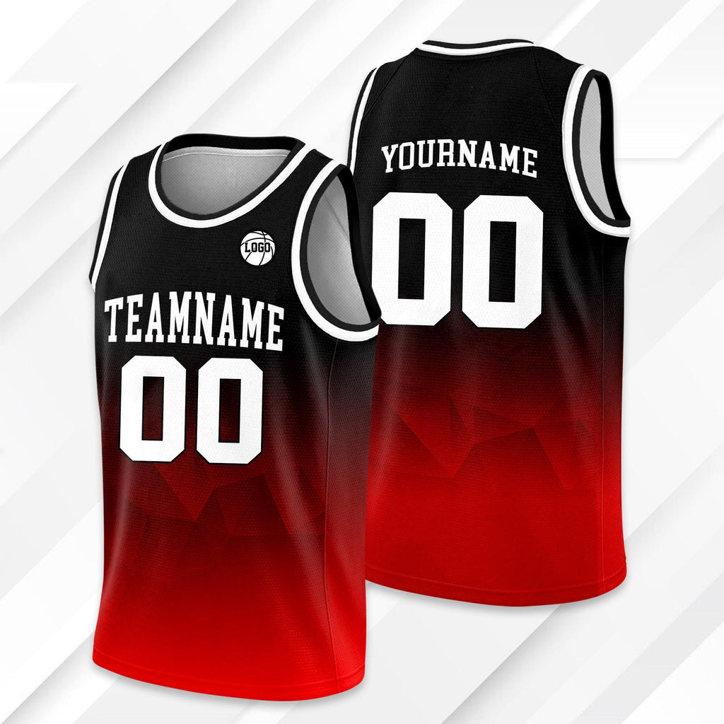 Custom Gradient Basketball Jersey For Men Women Youth Kid, Personalized Team Name & Number Red Basketball Jersey Shirt For Basketball Lover