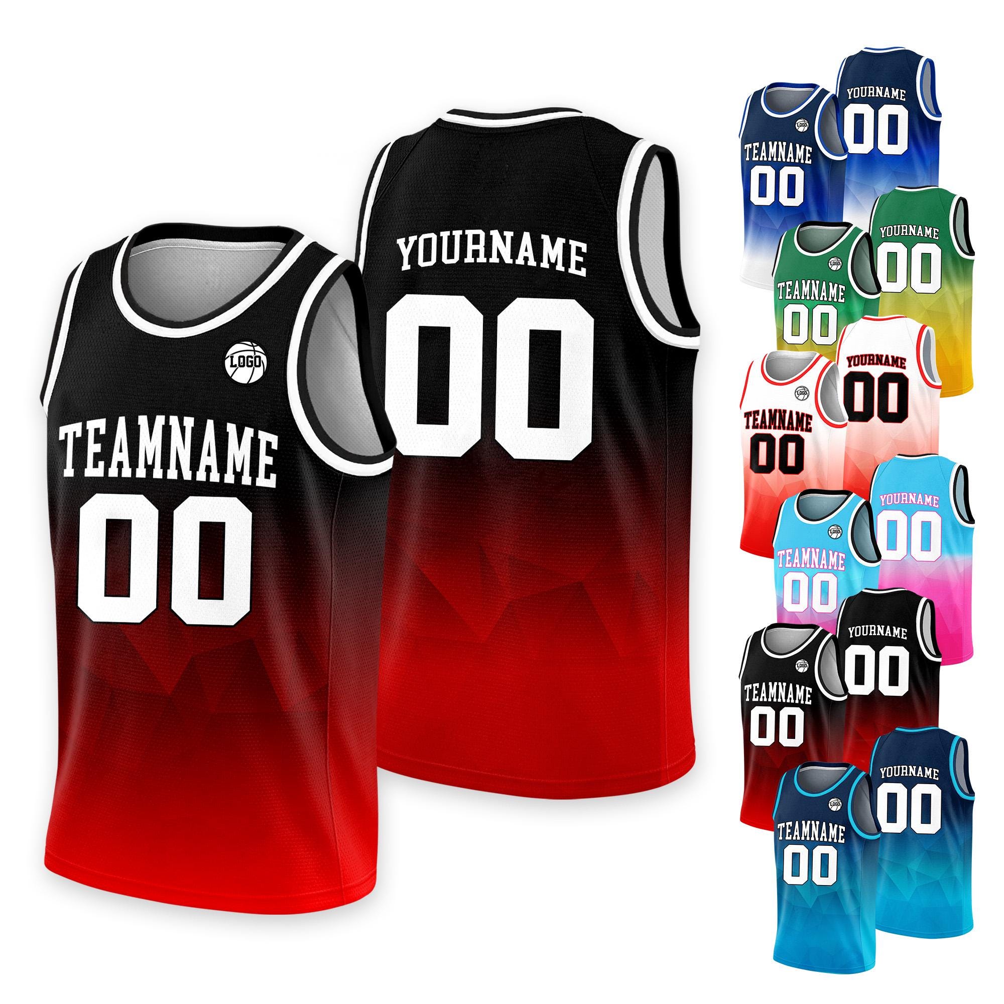 Custom Gradient Basketball Jersey For Men Women Youth Kid, Personalized Team Name & Number Red Basketball Jersey Shirt For Basketball Lover
