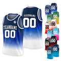 Personalized Team Name & Number Basketball Jersey Tank Top For Adult Kid Youth, Custom Gradient Blue Navy White Shirt For Basketball Fan