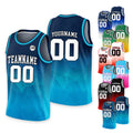Personalized Basketball Jersey Tank Top Team Name & Number For Adult Kid Youth, Custom Gradient Blue Navy Shirt Jersey For Basketball Lover