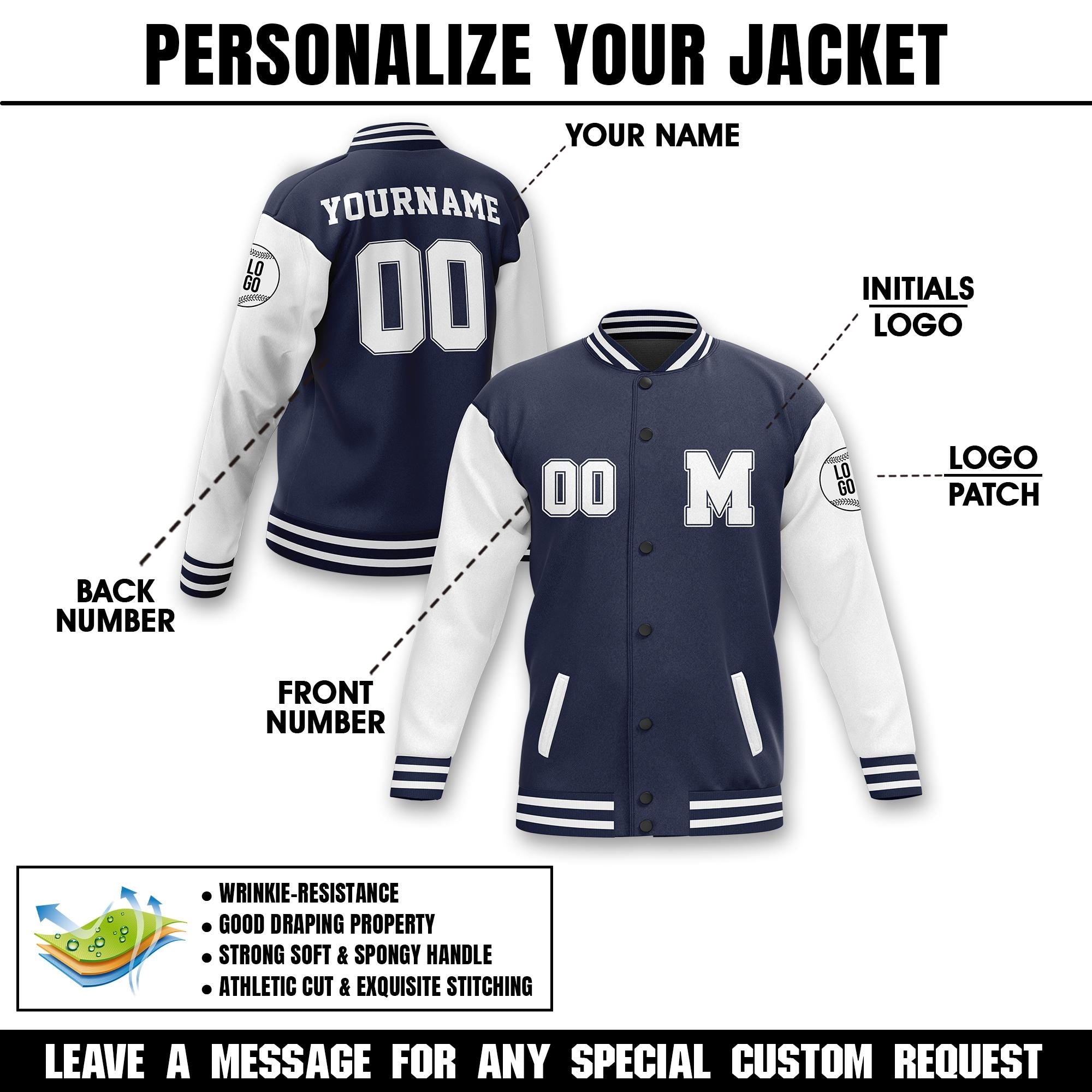 Personalized Initials & Name Varsity Jacket Letterman College Custom Jacket for Men Women Youth Kid Customized Varsity Jacket Baseball style