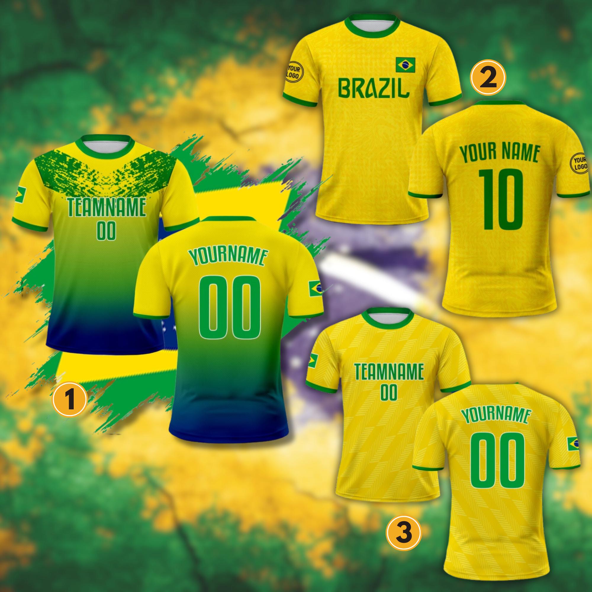 Custom Brazil Soccer Jersey for Men Women Youth Kid Uniform Shirt for Fans Player Personalized Name Number Logo National Soccer Jersey Shirt