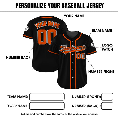 Custom Baseball Jersey, Custom Team Name Number Logo, Personalized Baseball Jersey For Adult Kid, Black Jersey Uniform For Baseball Lovers
