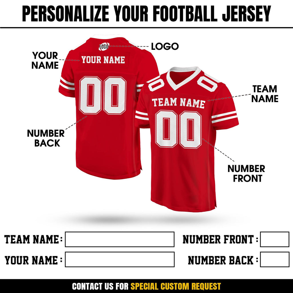 Custom Men Women Youth Kid American Football Jersey, Personalized Football Jersey, Customized Team Name Number Football V-neck Mesh Jersey