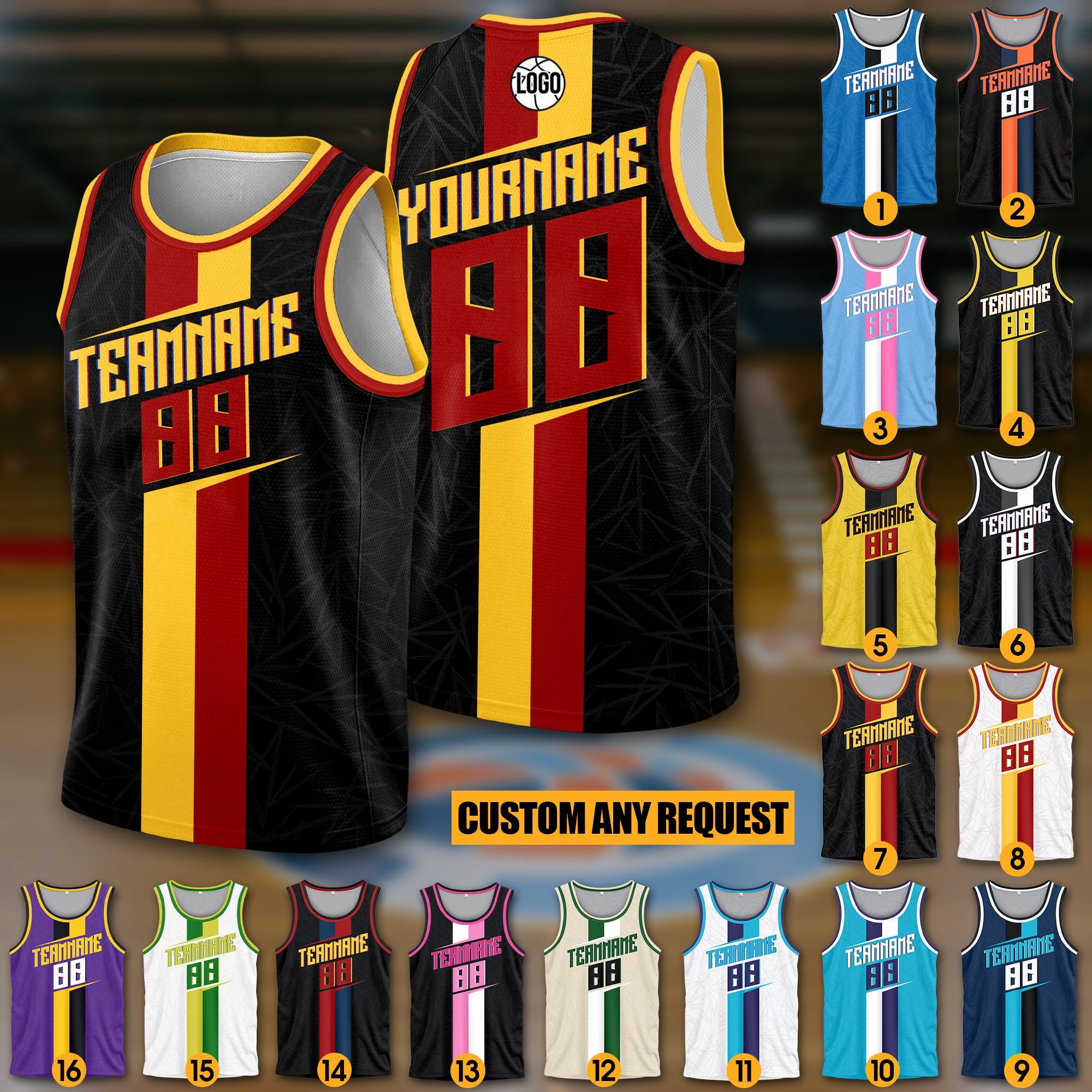 Personalized Team Name Number Basketball Jersey Tank Top For Adult Youth Kid, Custom Basketball Jersey Sleeveless in Many Colors & Sizes