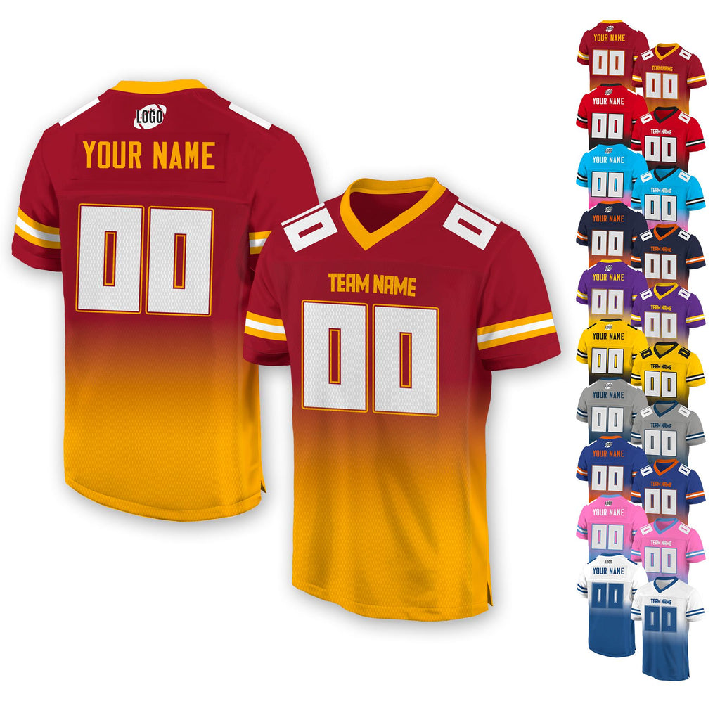 Personalized Team Name & Number Football Jersey For Women Men Youth Kid, Custom Front Back Football V-neck shirt, Football Gift for Fans